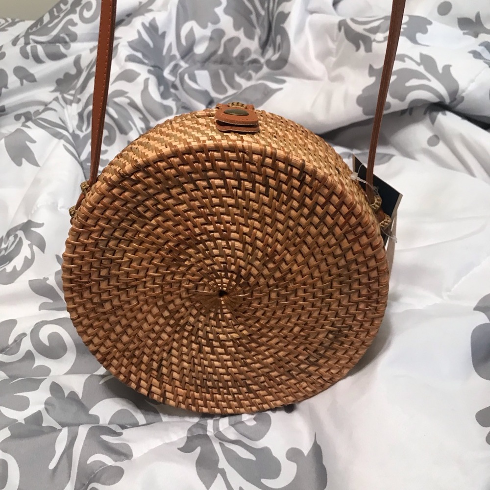 Hand crafted straw circle bag